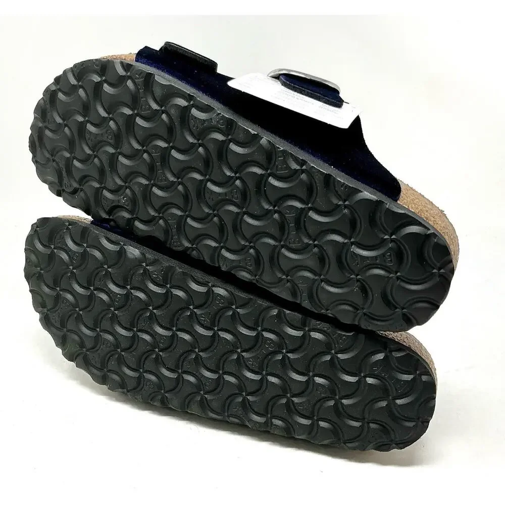Birkenstock Arizona Big Buckle Midnight Blue Velvet Sandals EU 38 Ladies 7 NIB - Picture 8 of 10